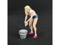 Hand-Painted Resin Car Wash Girl Figurine: 1/18 Scale Diorama