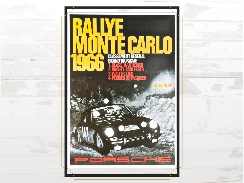 Porsche Poster Monte Carlo Rally 1966 Poster, Classic GT Racing Memorabilia