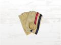 Vintage Race Fingerless Driving Gloves | Cream & Racing Stripes | Italian Lamb Leather