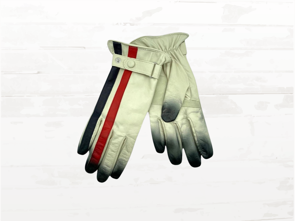 Racing Driving Gloves | Ivory Gulf Heritage | Italian Lamb Leather | Finish Line Edition