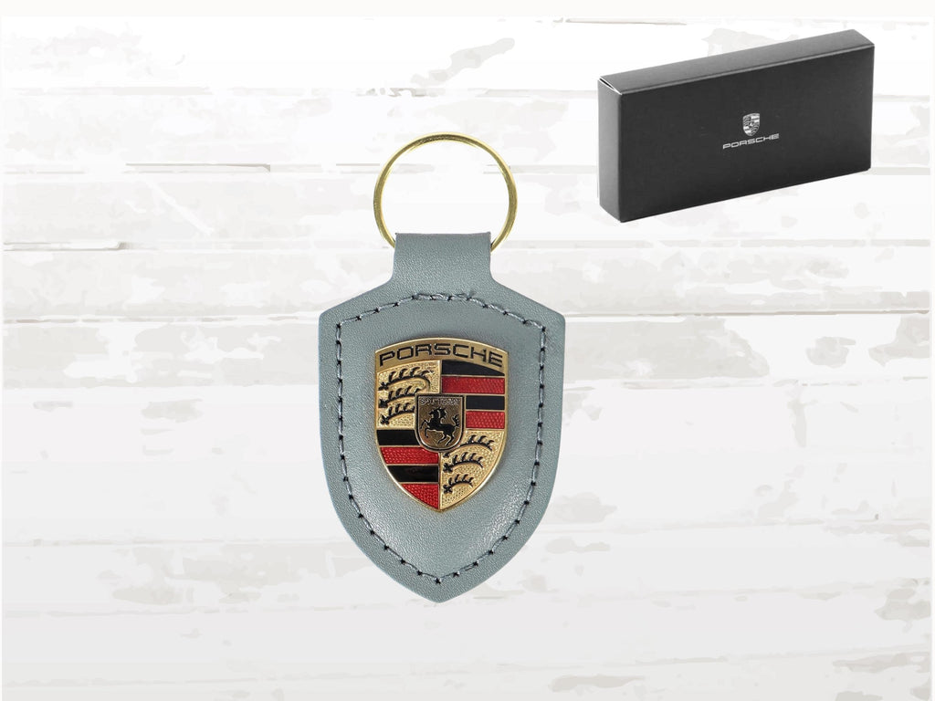 Porsche Crest Keyring Shade Green Leather | Metal Crest Keychain | Premium Gift