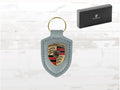 Porsche Crest Keyring Shade Green Leather | Metal Crest Keychain | Premium Gift