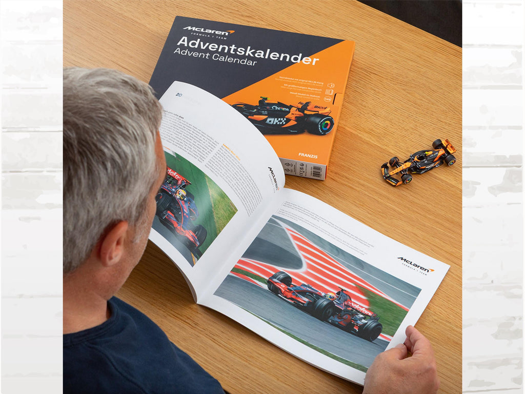 McLaren F1 Advent Calendar | 24-Day Build Kit with 1:43 Model Car + Engine Sound Base | Formula One Christmas Gift for Racing Fans