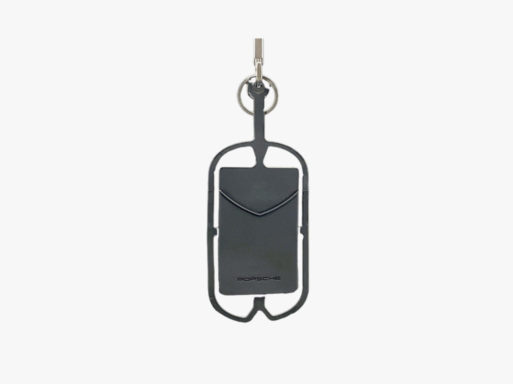 Porsche GT4 Clubsport Lanyard: Black & Yellow Motorsport Keychain with Phone Holder