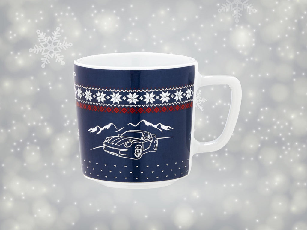 Porsche Christmas Espresso Cup Blue | Limited Edition Collector Mug | Gift for Him | 90ml Porcelain Cup