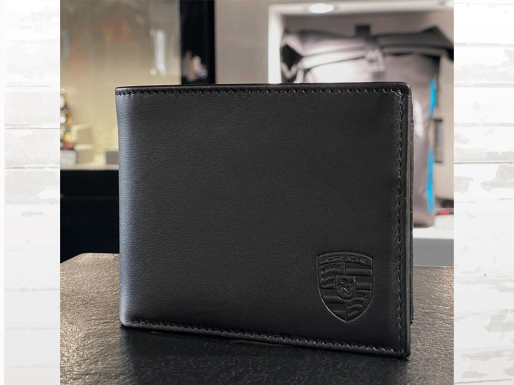 Porsche Leather Wallet for Men – Black with Embossed Crest
