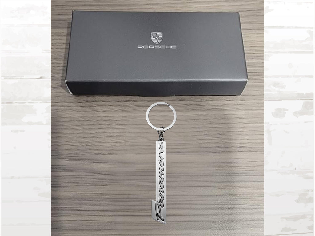 Porsche Panamera Silver Keyring, Metal Logo Keychain