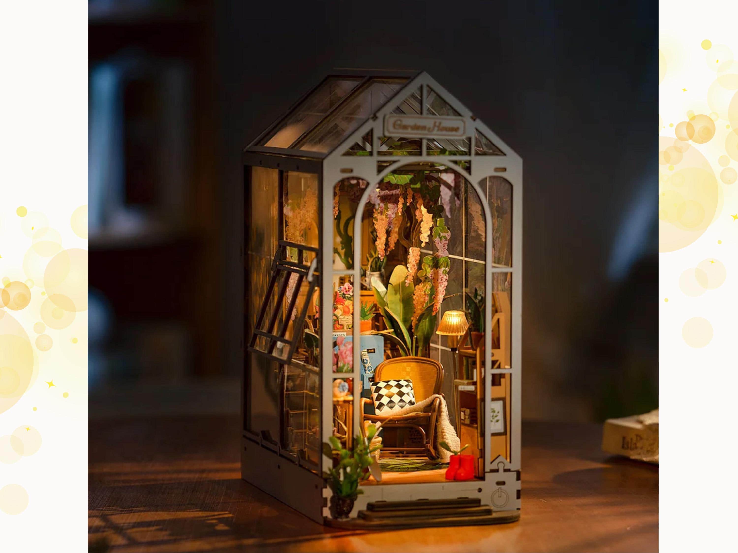 DIY Garden Book Nook Kit: Greenhouse Shelf Insert, French Style Miniature