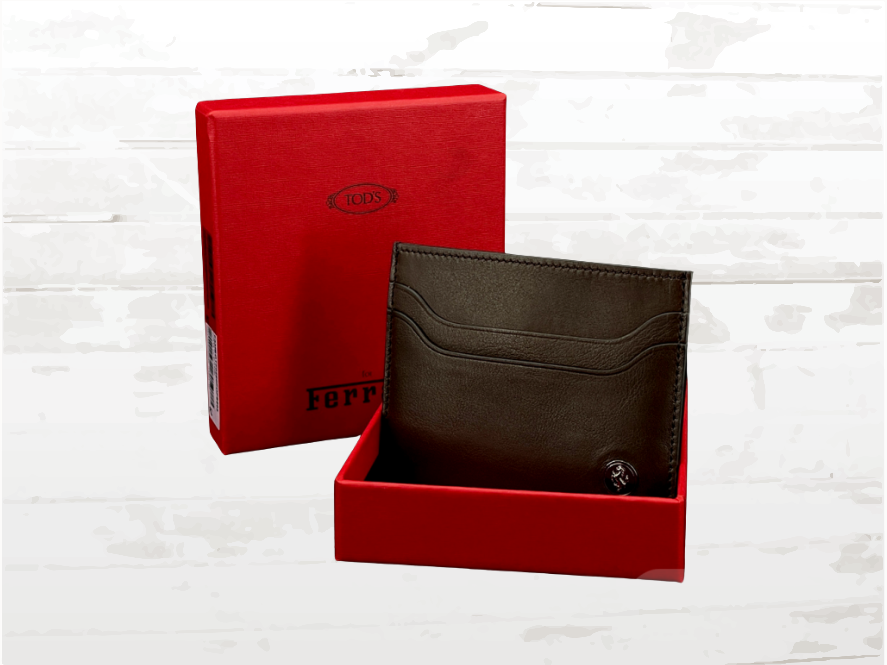 Ferrari Leather Card Holder by Tod’s – Brown Luxury Wallet Gift