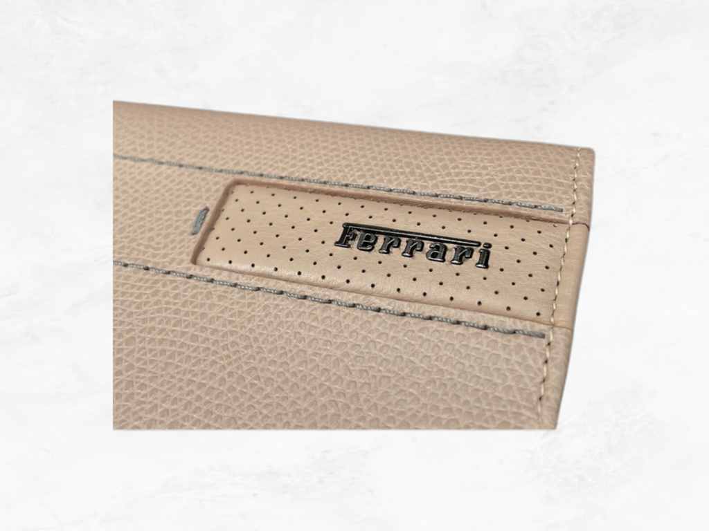 Ferrari GT Collection Wallet | Beige Grained Leather | Handmade in Italy