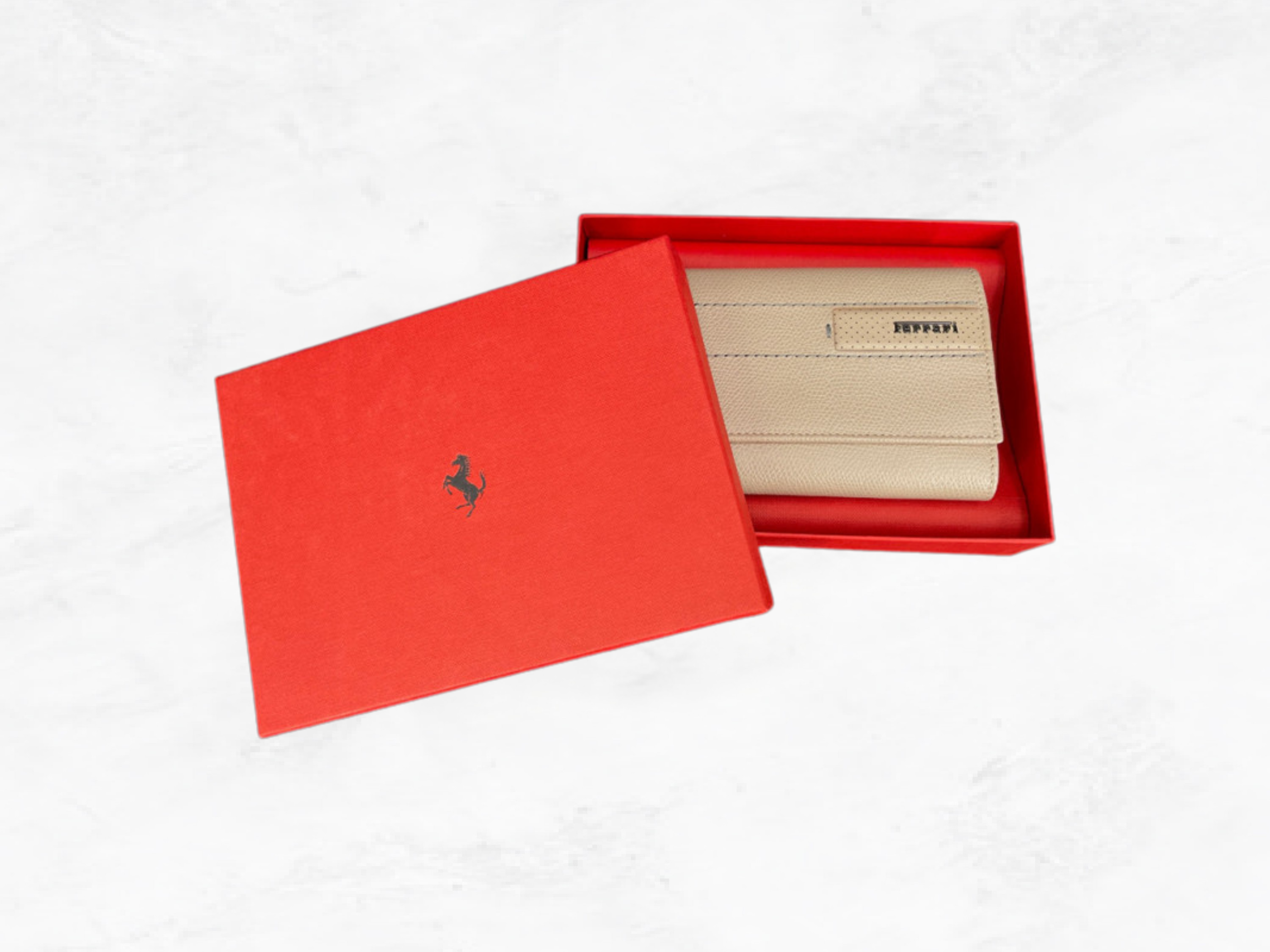 Ferrari GT Collection Wallet | Beige Grained Leather | Handmade in Italy