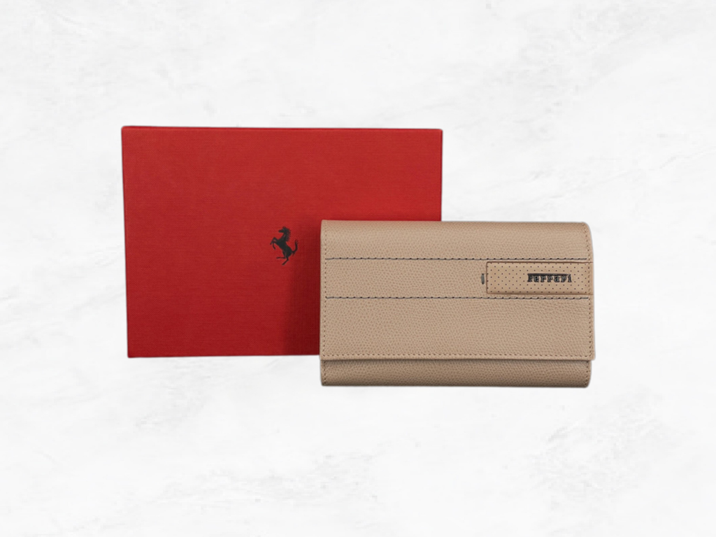 Ferrari GT Collection Wallet | Beige Grained Leather | Handmade in Italy