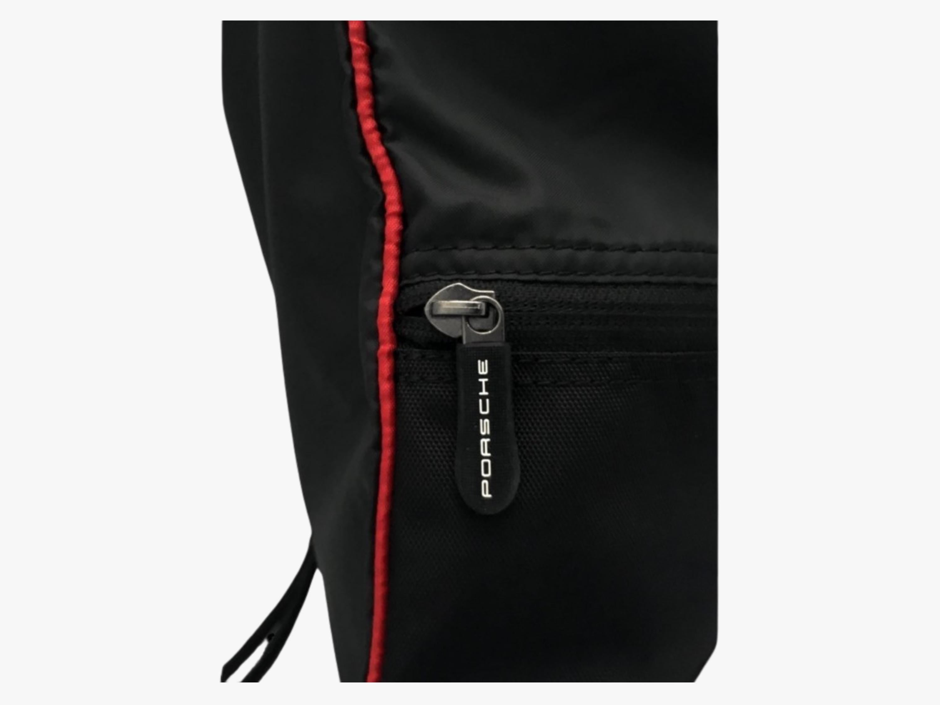 Porsche Motorsport Drawstring Bag: Lightweight Black Polyester Backpack