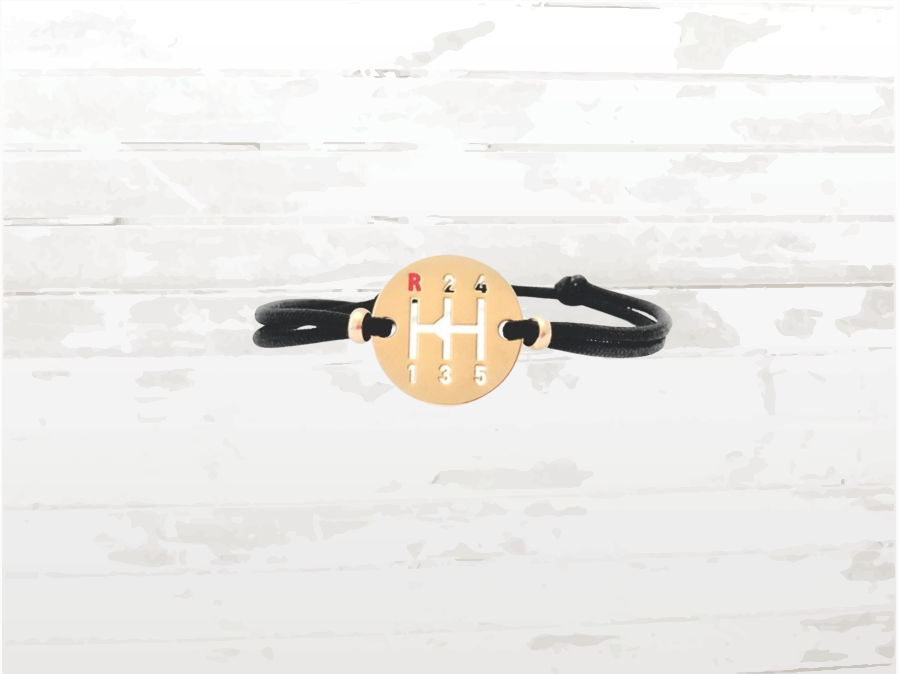 Gearbox Bracelet, Gold Finish: Adjustable Sport Rope Bracelet, Black cord