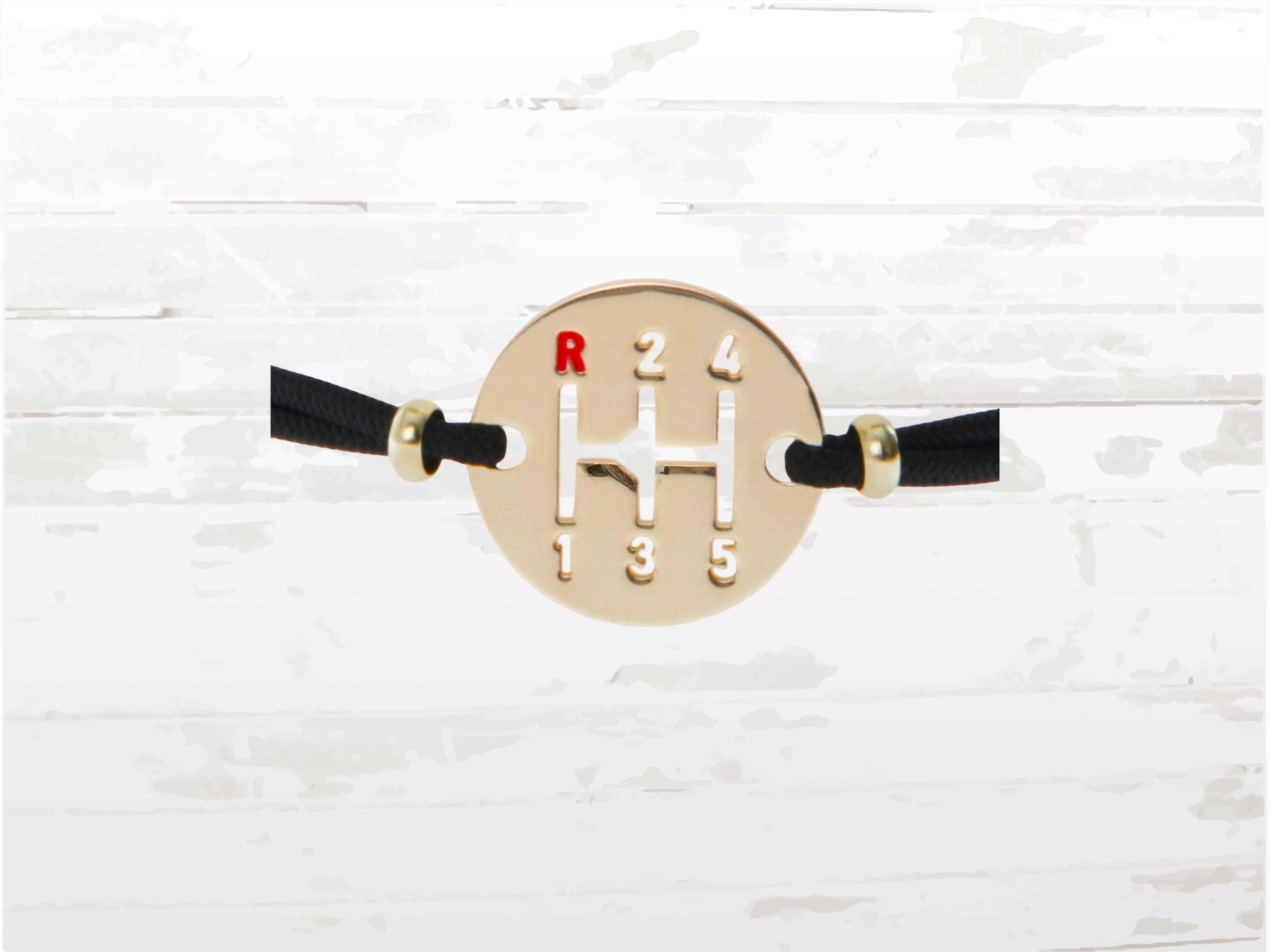 Gearbox Bracelet, Gold Finish: Adjustable Sport Rope Bracelet, Black cord