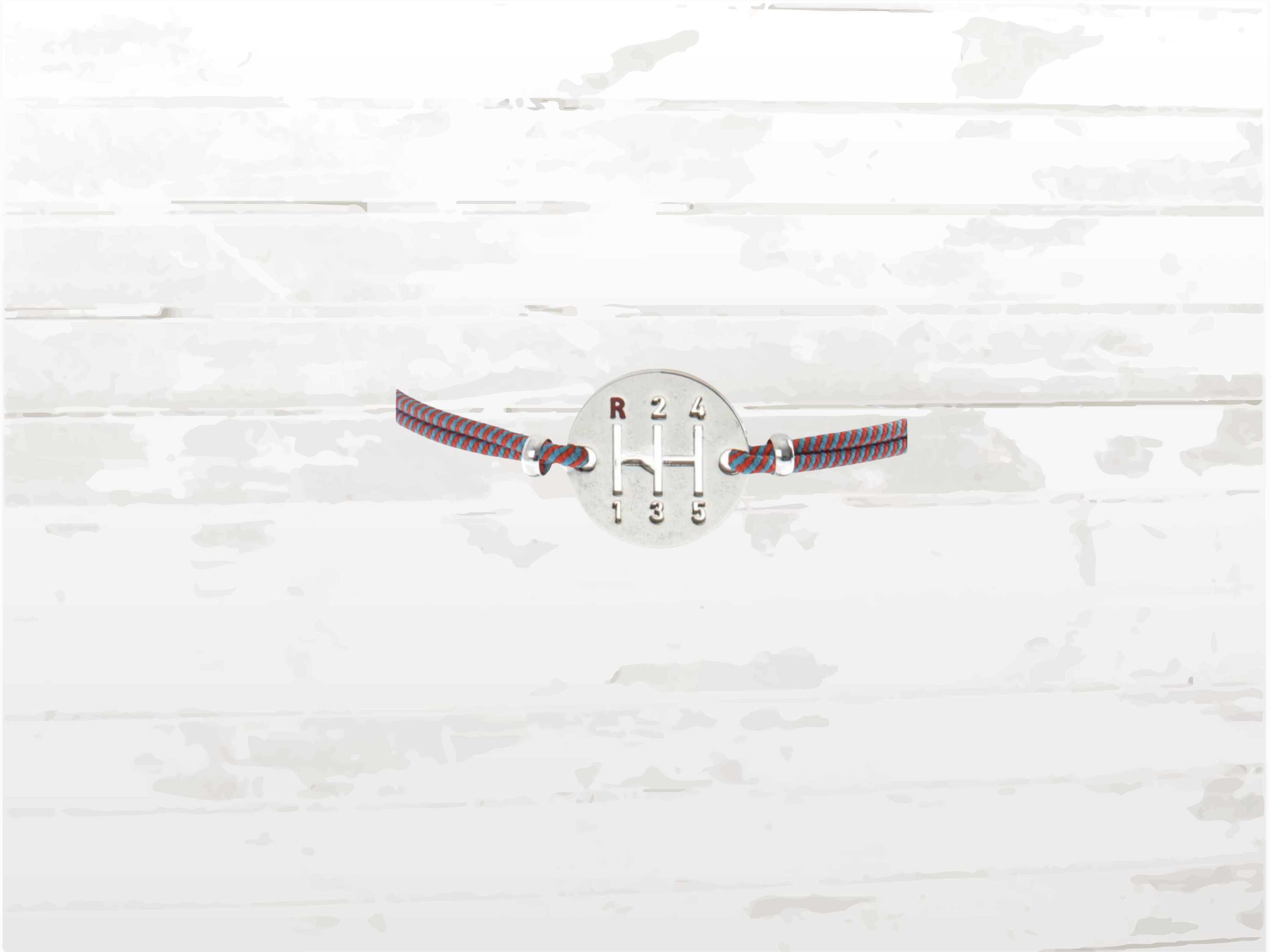 Gearbox Bracelet, Silver Finish, gulf colour Cord, Adjustable length, Driver Gift
