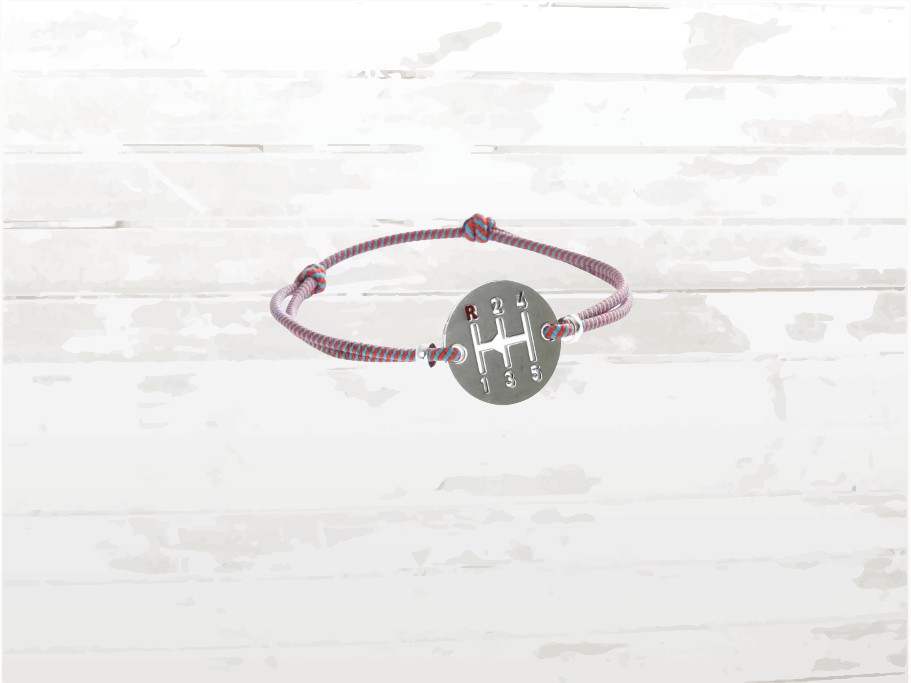 Gearbox Bracelet, Silver Finish, gulf colour Cord, Adjustable length, Driver Gift