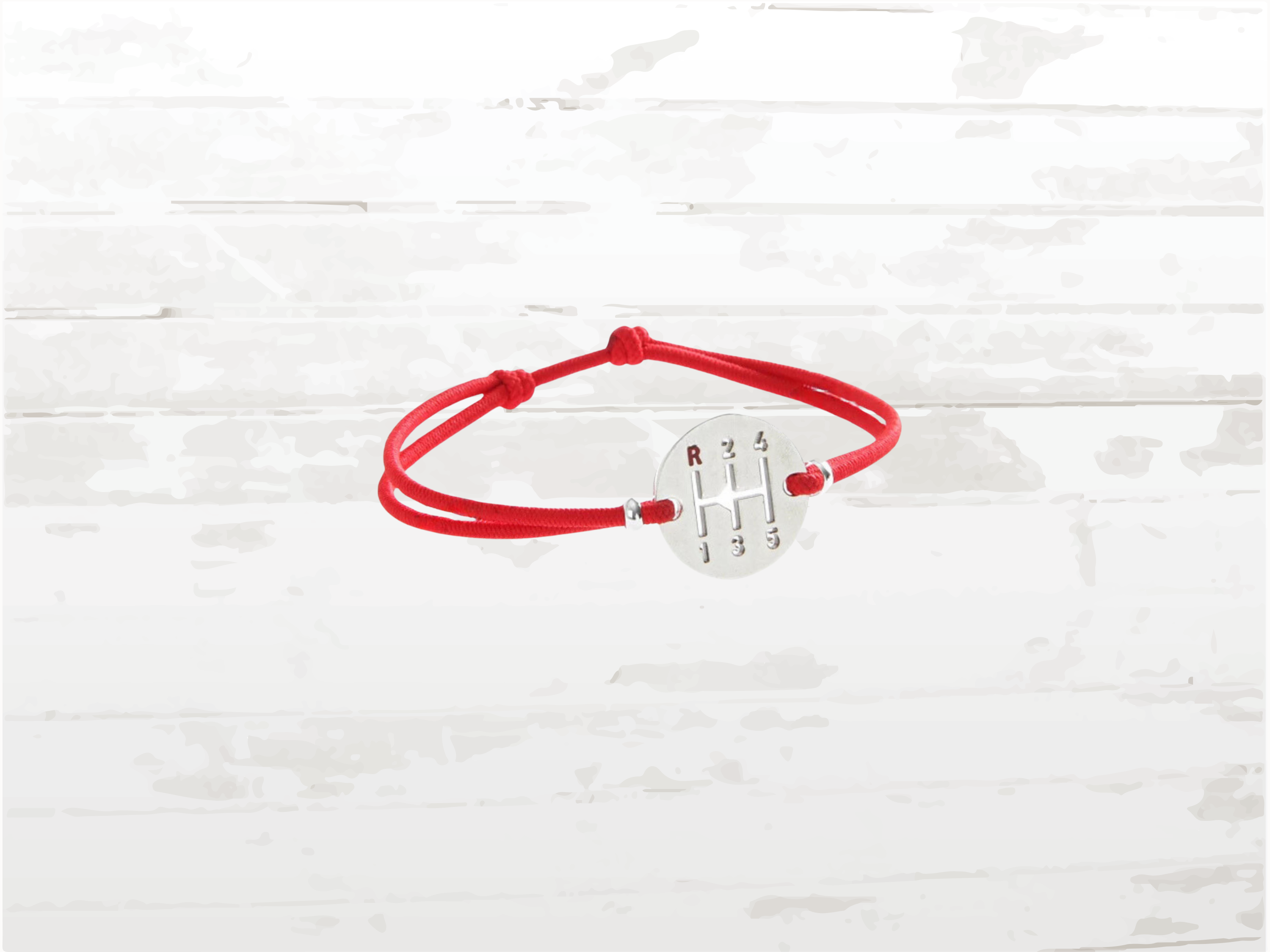 Gearbox Bracelet, Silver Finish, Red Cord, Adjustable length, Driver Jewelry Gift
