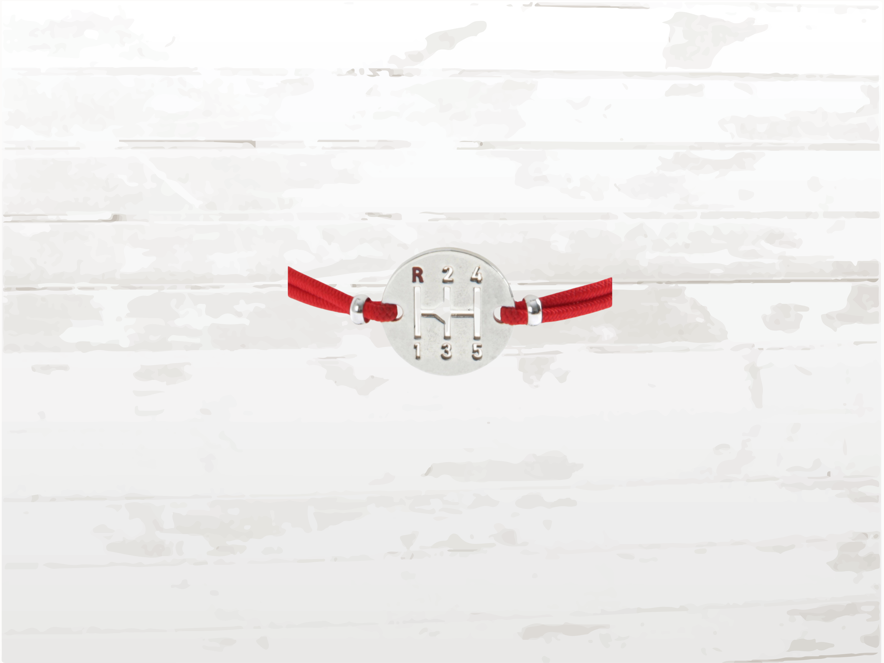 Gearbox Bracelet, Silver Finish, Red Cord, Adjustable length, Driver Jewelry Gift