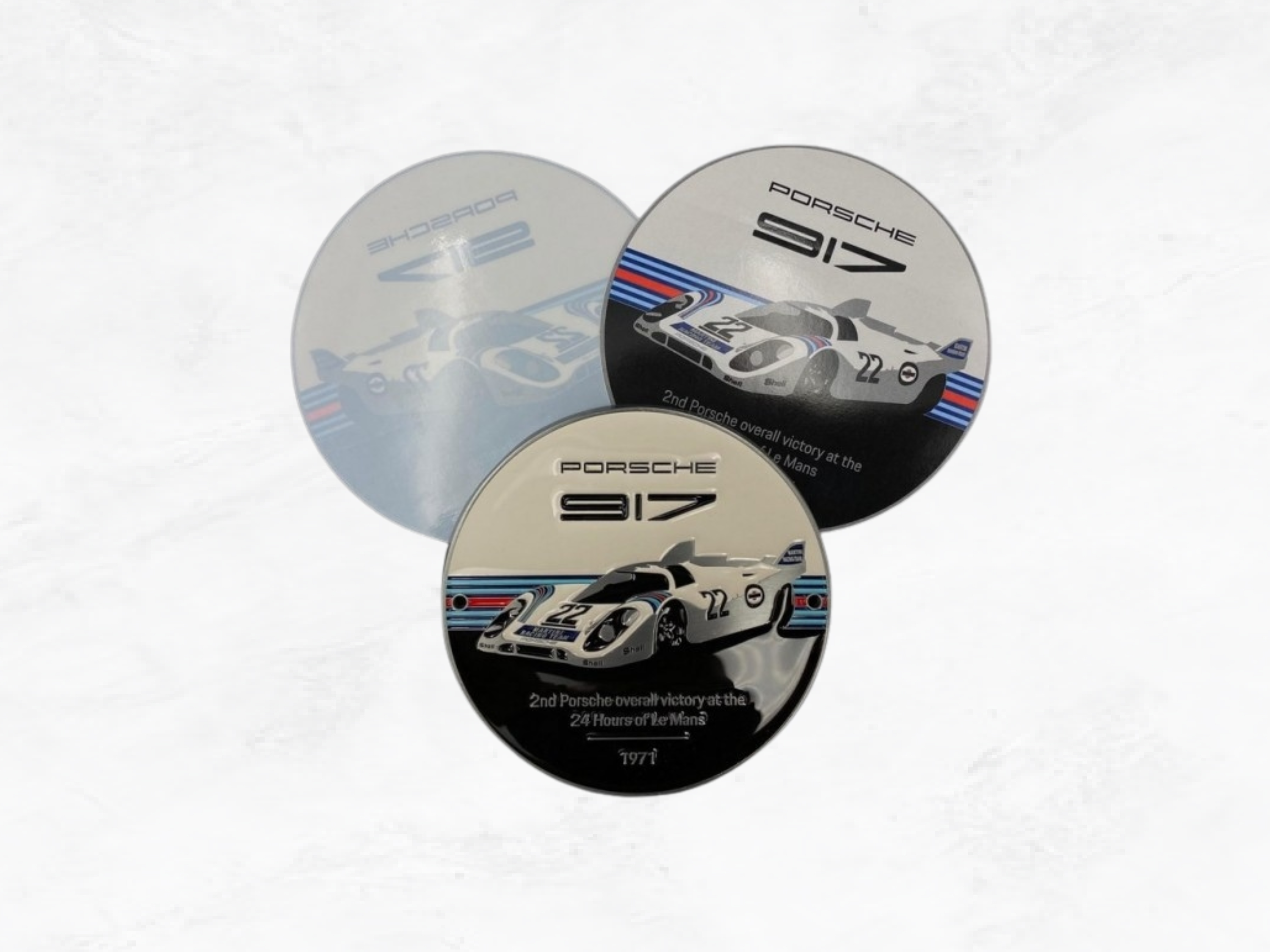 Porsche Grille Badge | 917 Martini Le Mans 1971 | No.22 | Limited Edition | White Black Blue Red