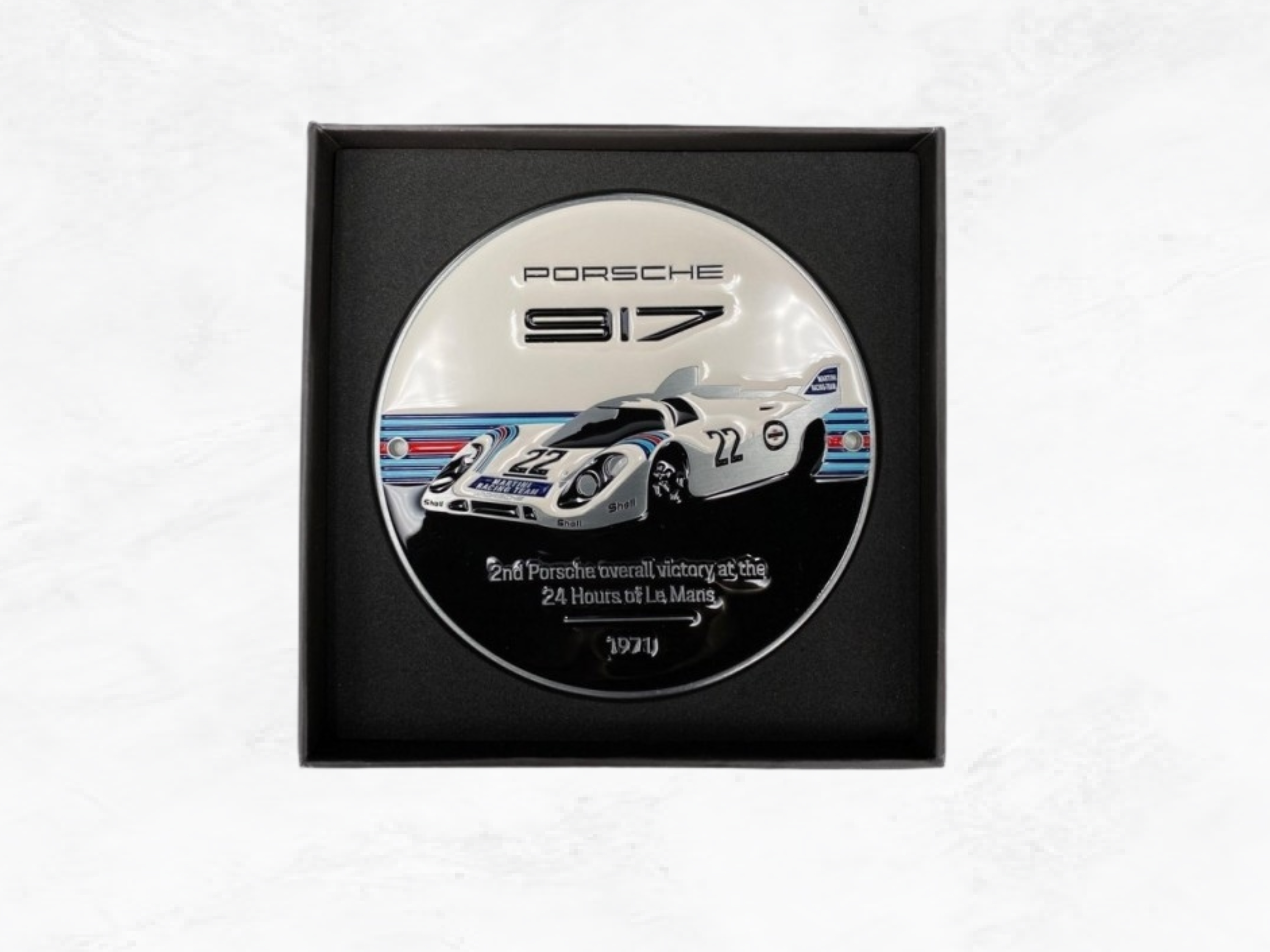Porsche Grille Badge | 917 Martini Le Mans 1971 | No.22 | Limited Edition | White Black Blue Red