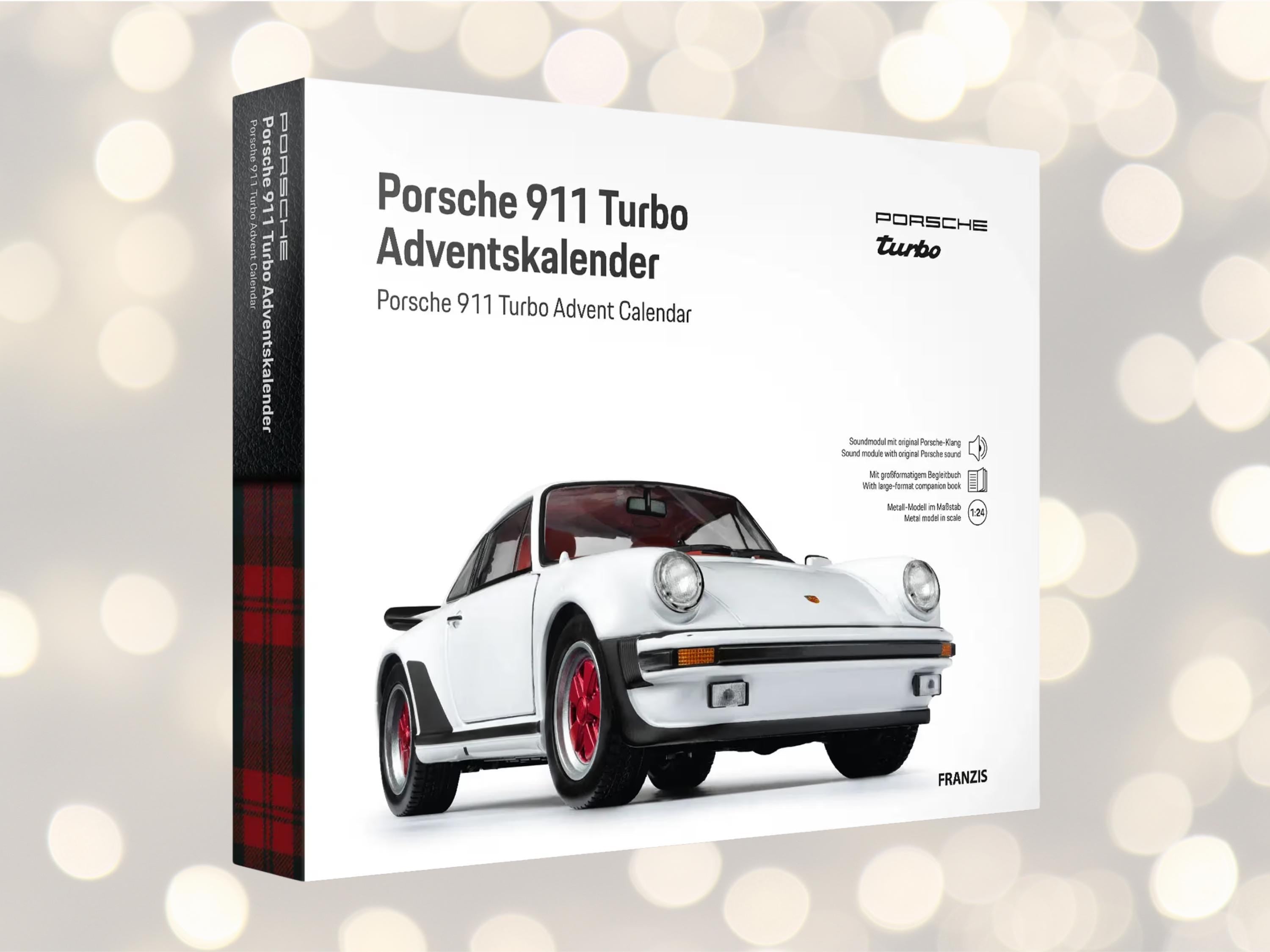 Porsche 911 Turbo Advent Calendar, Grand Prix White Sports Car, with Sound, Christmas Gift