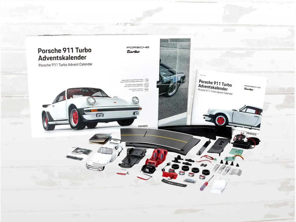 Porsche 911 Turbo Advent Calendar, Grand Prix White Sports Car, with Sound, Christmas Gift