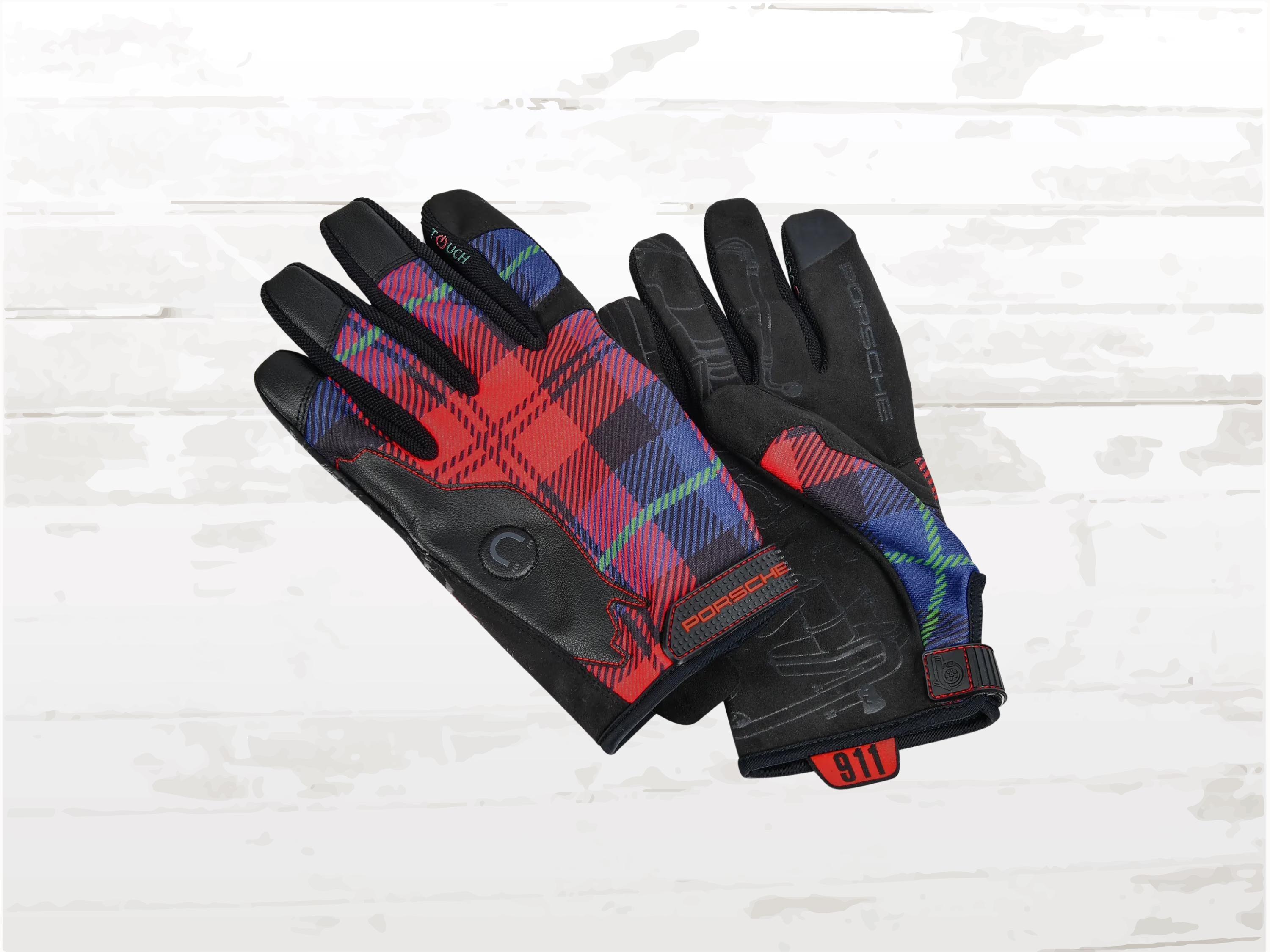 Porsche Classic 'McLaughlan' Assembly Gloves | Magnet Grip | Tartan 911 Turbo Design