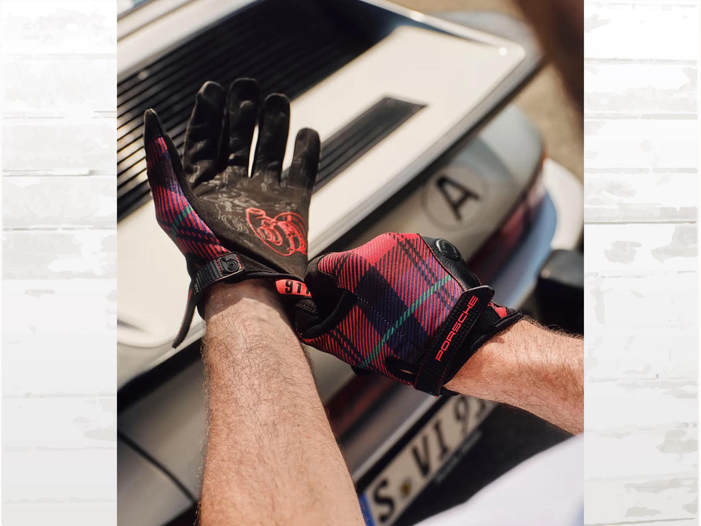 Porsche Classic 'McLaughlan' Assembly Gloves | Magnet Grip | Tartan 911 Turbo Design