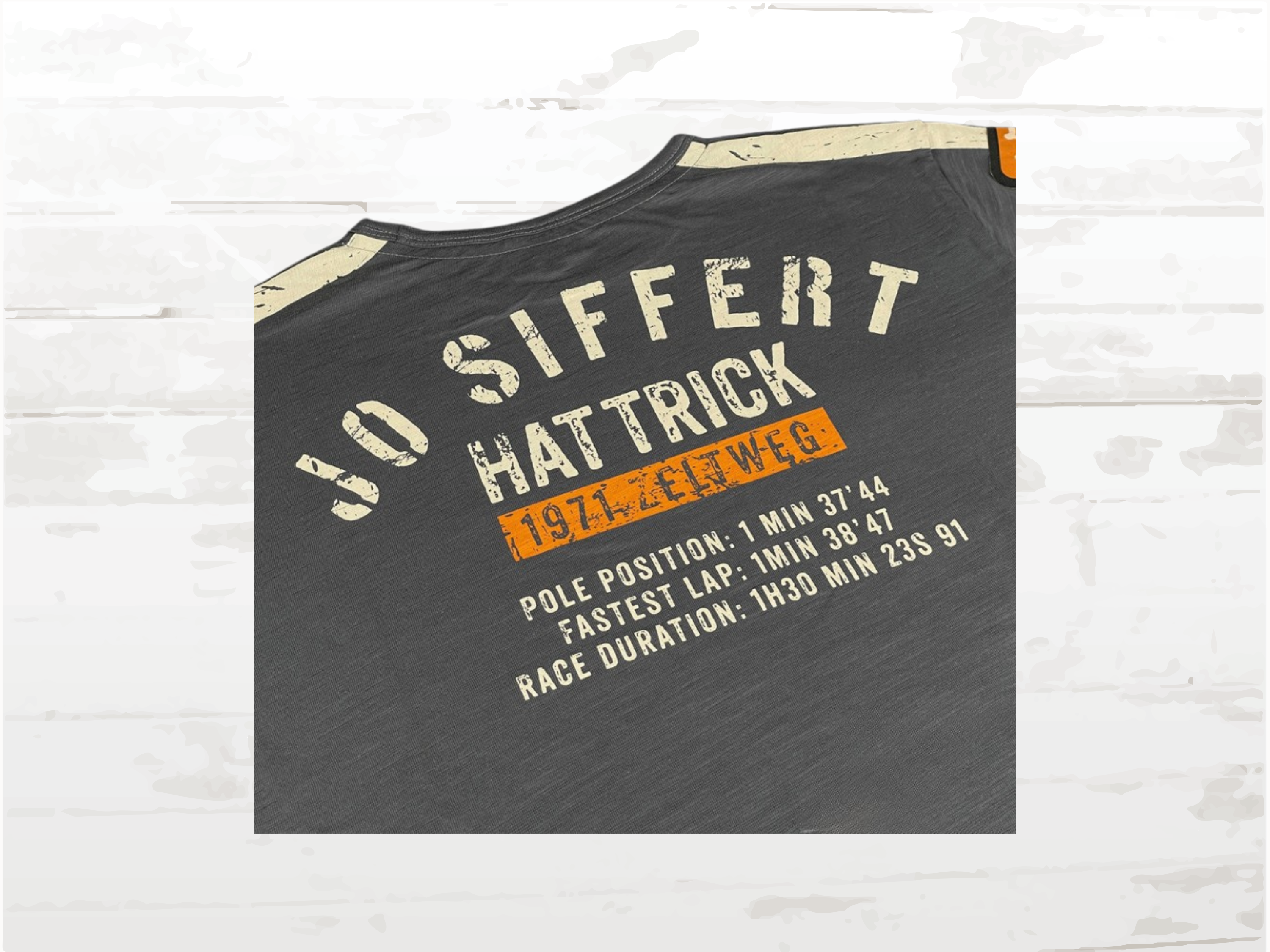 Vintage T-Shirt Jo Siffert , No.14 Austrian GP 1971, Warson Motors Hat Trick Carbon Grey Men's Tee