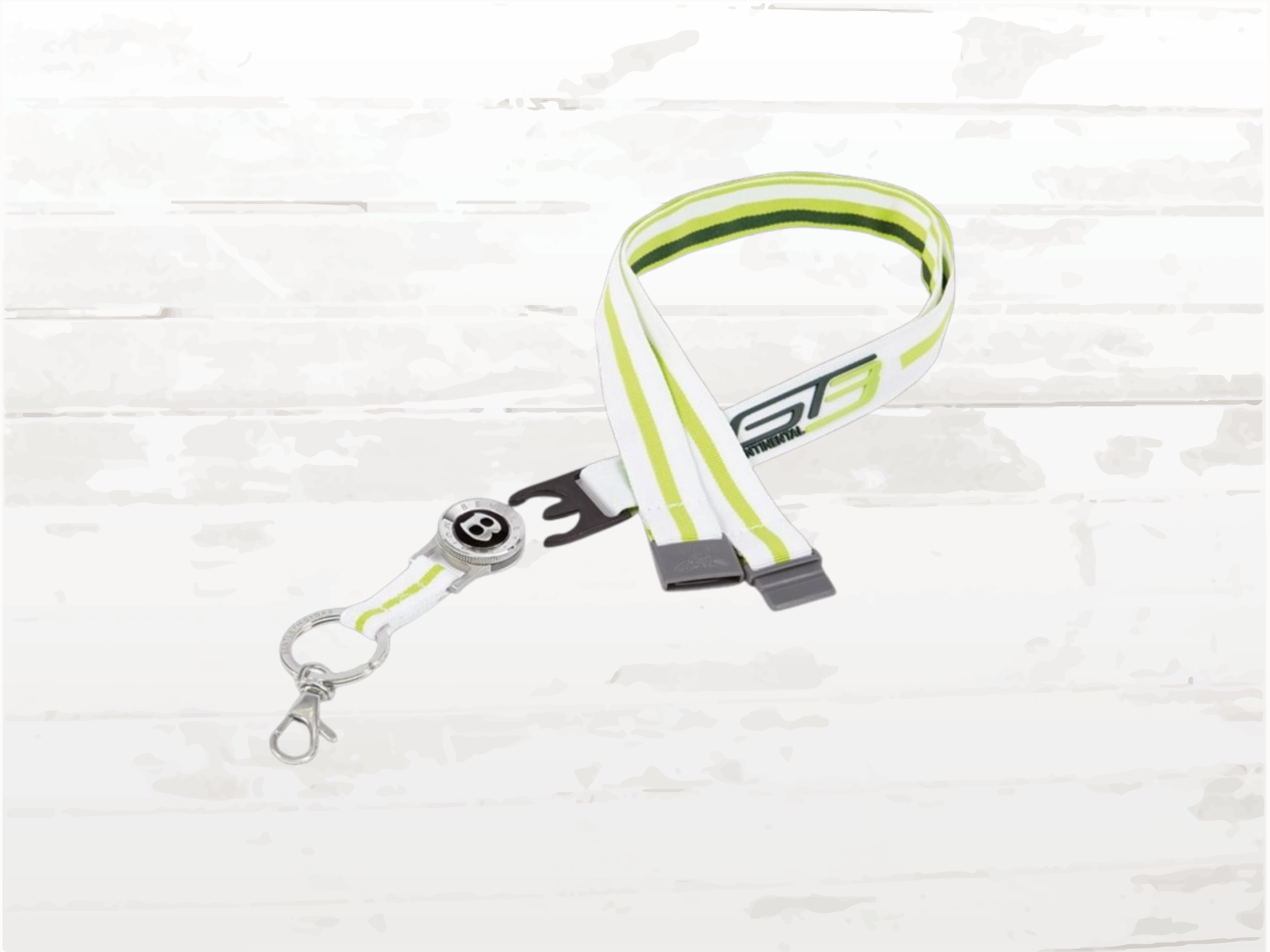 Bentley GT3 Keychain Necklace White Lime Green | Racing Harness Style | BL1473