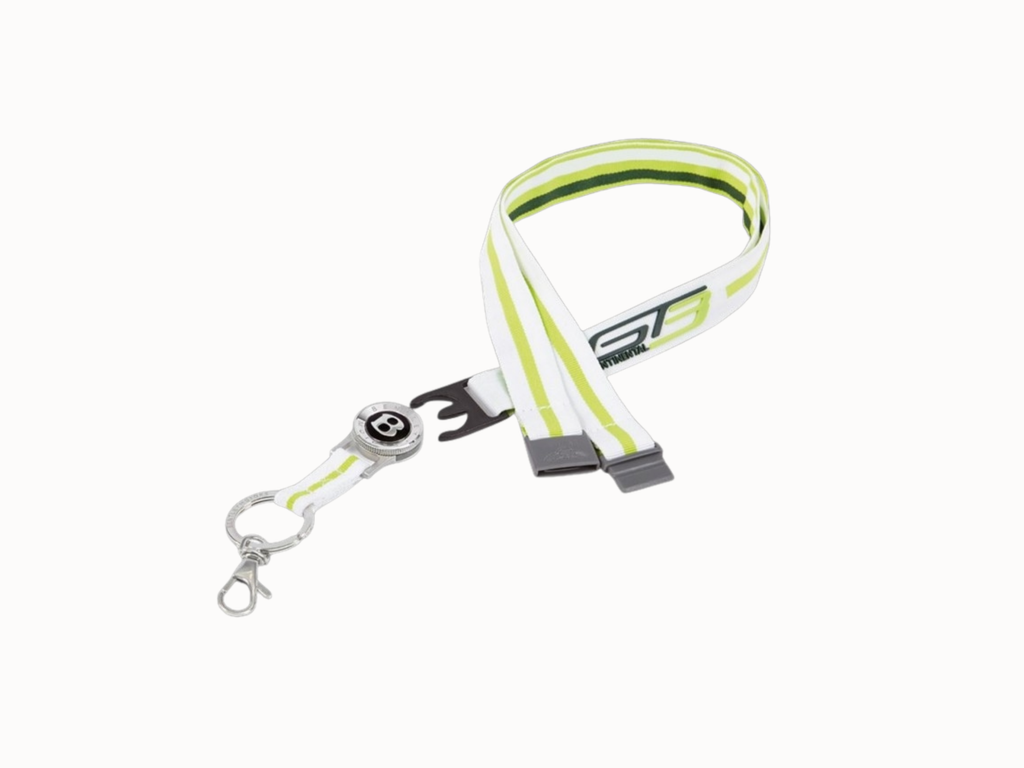 Bentley GT3 Keychain Necklace White Lime Green | Racing Harness Style | BL1473