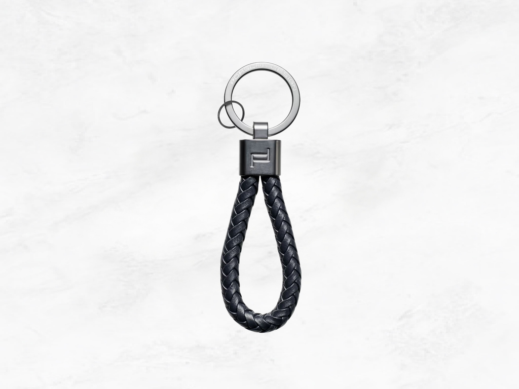 Porsche Design Key Ring – Dark Blue Braided Leather Cord