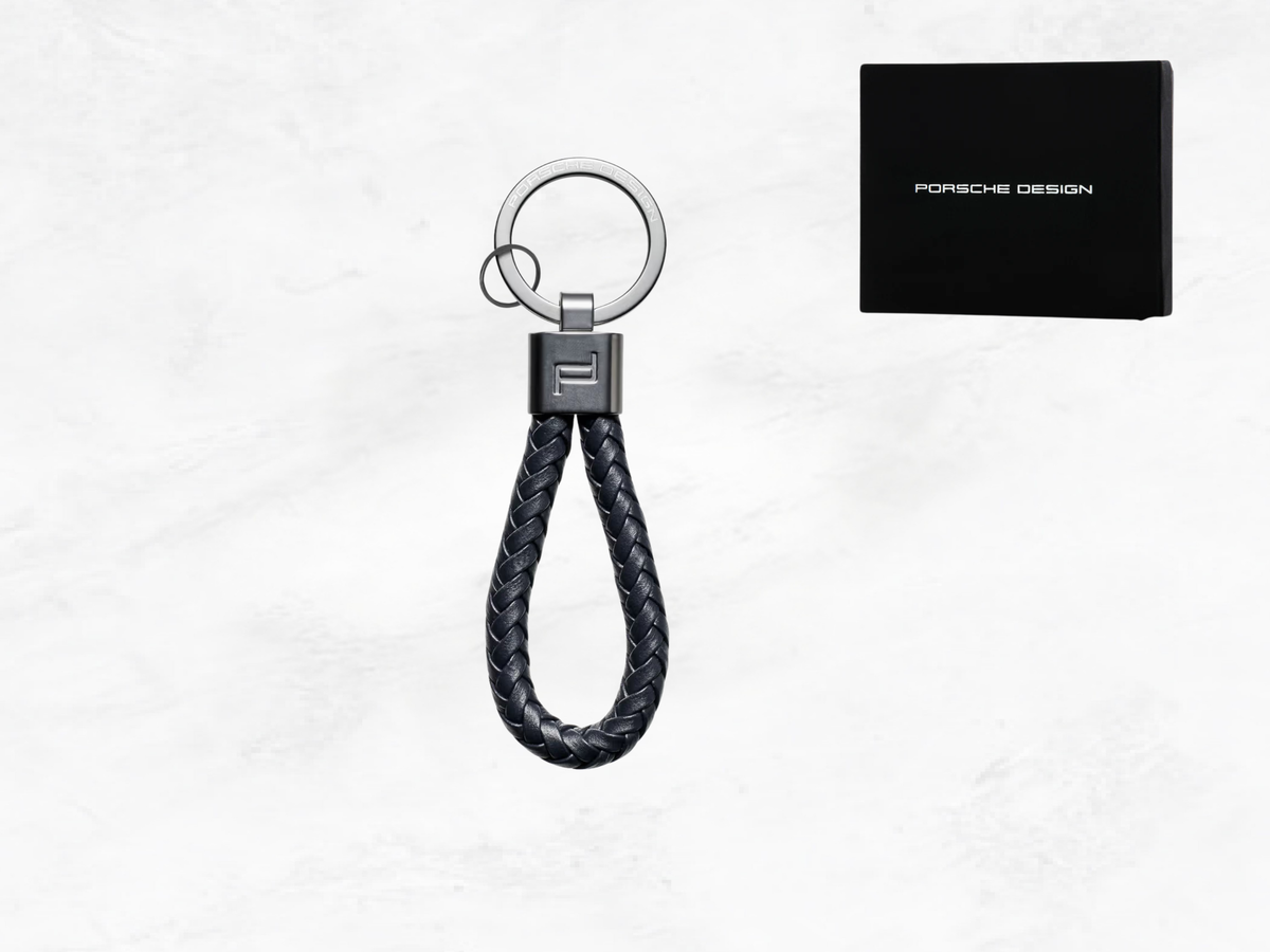 Porsche Design Key Ring – Dark Blue Braided Leather Cord