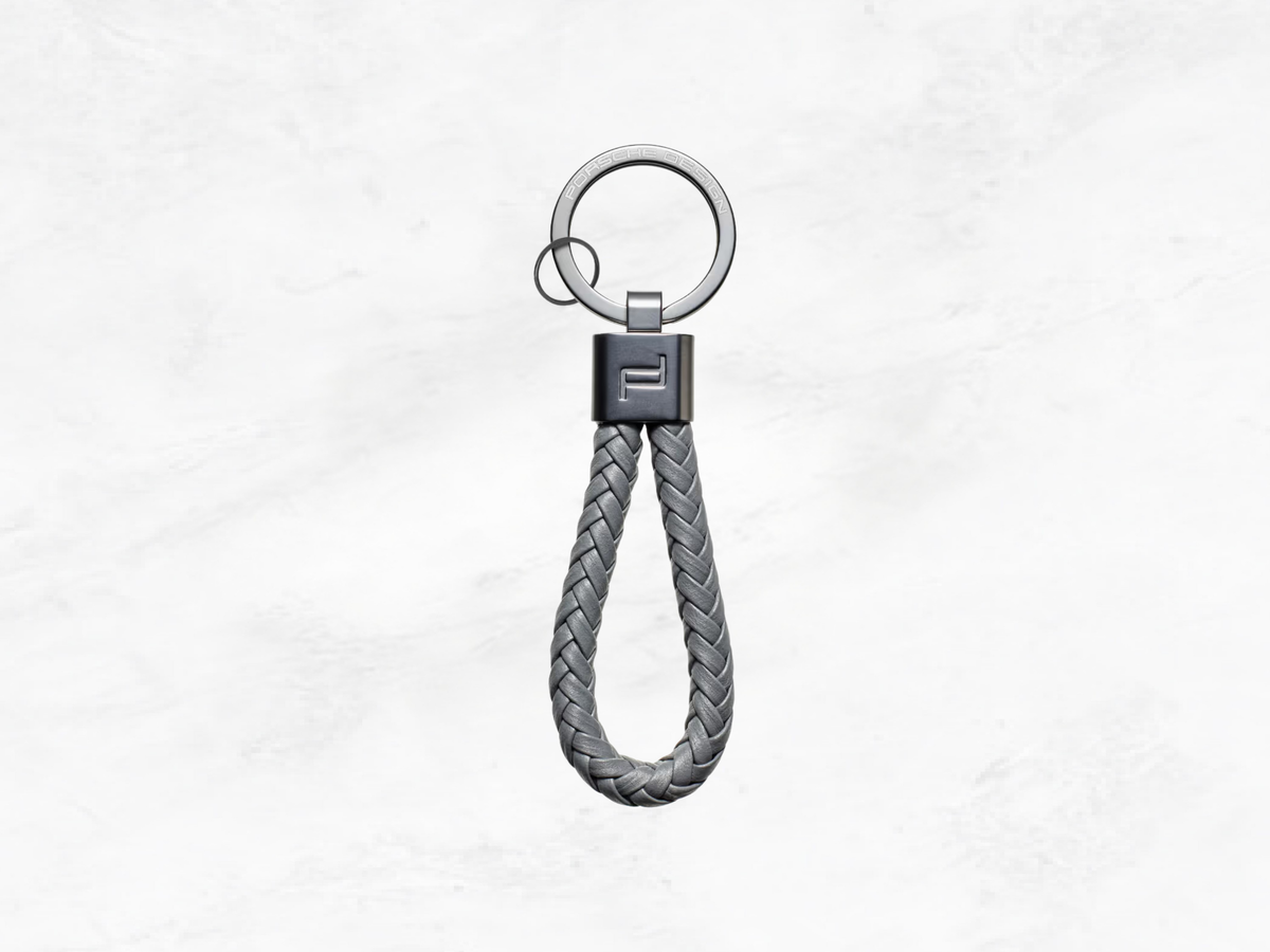Porsche Design Key Ring – Anthracite Grey Braided Leather Cord | Gift Box