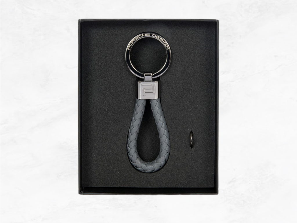 Porsche Design Key Ring – Anthracite Grey Braided Leather Cord | Gift Box