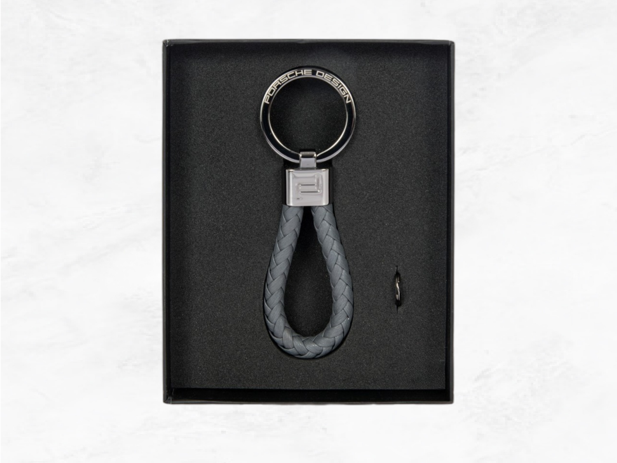 Porsche Design Key Ring – Anthracite Grey Braided Leather Cord | Gift Box