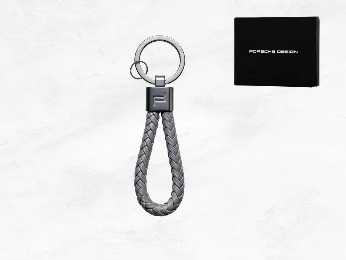 Porsche Design Key Ring – Anthracite Grey Braided Leather Cord | Gift Box