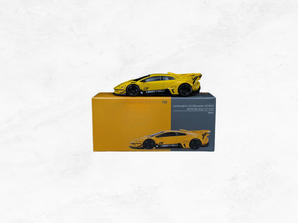 Lamborghini Murcielago Liberty Walk GT Evo 2025 Yellow, 1:64 Scale Model, Supercar Collector Gift