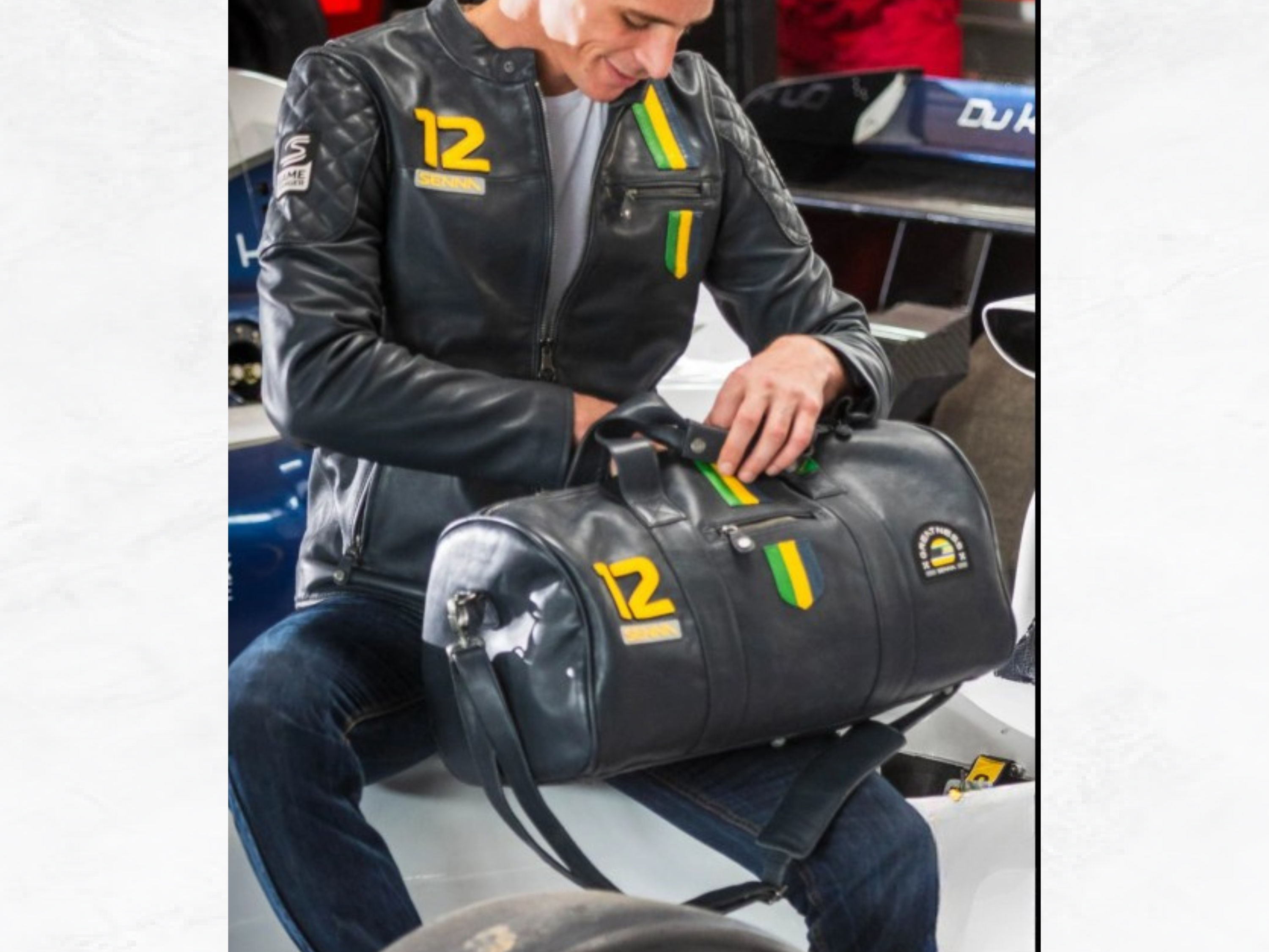 Ayrton Senna Leather Weekender Bag, Sheepskin Travel Bag, F1 Collector Luxury Gift