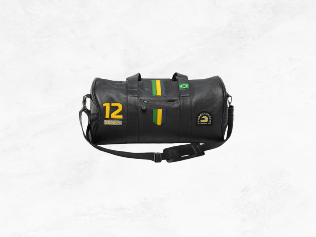 Ayrton Senna Leather Weekender Bag, Sheepskin Travel Bag, F1 Collector Luxury Gift