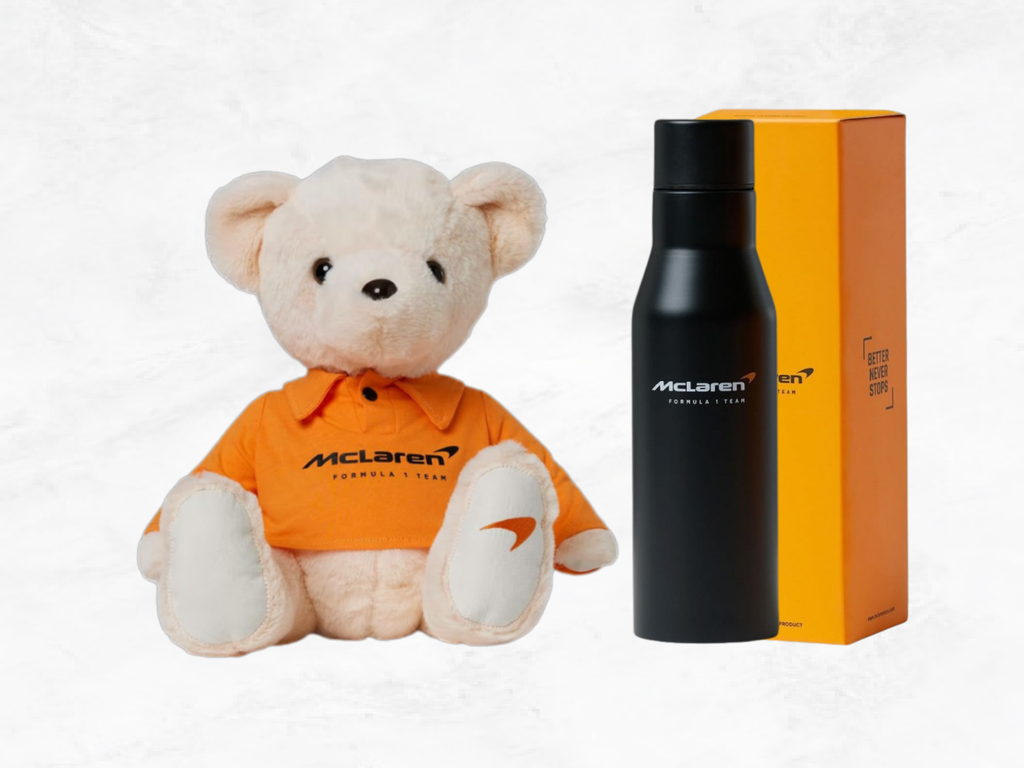 McLaren F1 Lando Norris Teddy Bear & Isothermal Bottle Set – Racing Plush Gift