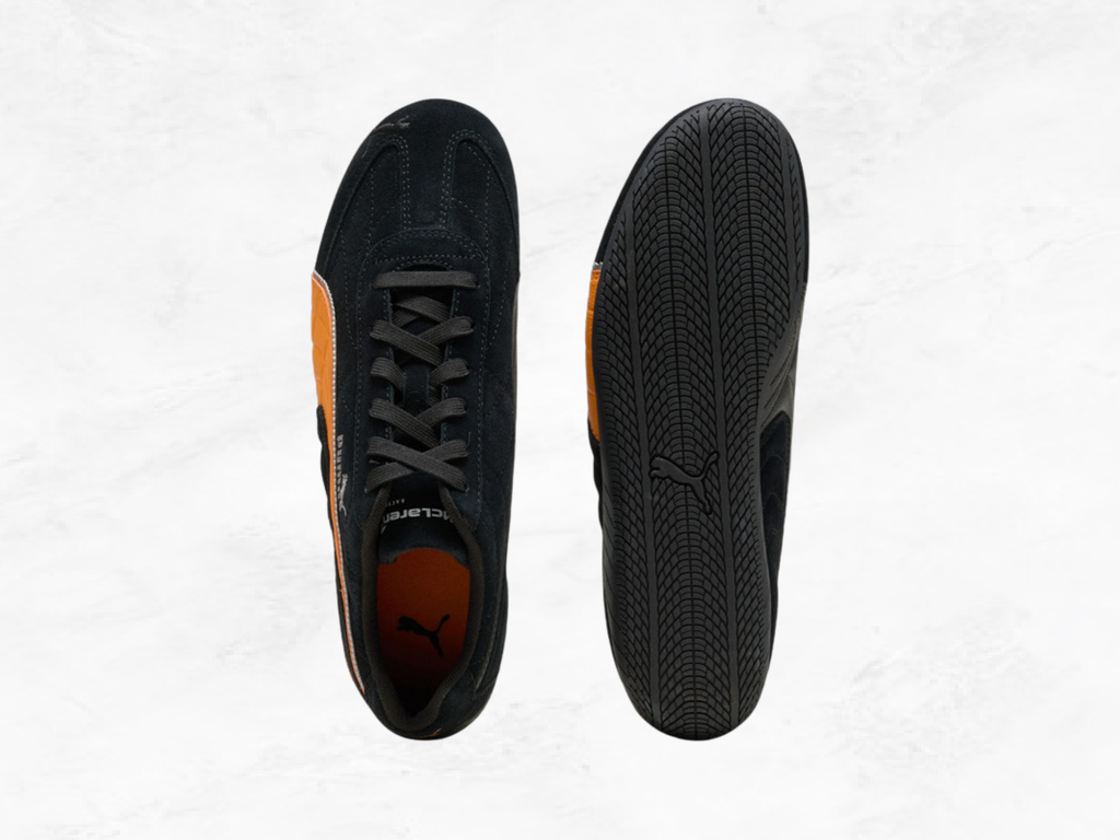 McLaren F1 Team Speedcat Suede Racing Sneakers | Black & Orange | Unisex | Sizes 43-45