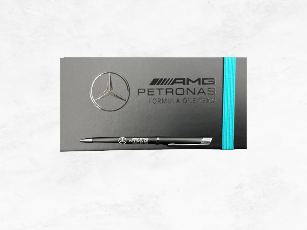 Mercedes-AMG Petronas F1 Notebook with Ballpoint Pen – Black | Fan Gift