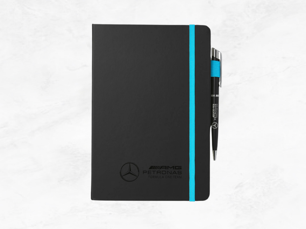 Mercedes-AMG Petronas F1 Notebook with Ballpoint Pen – Black | Fan Gift