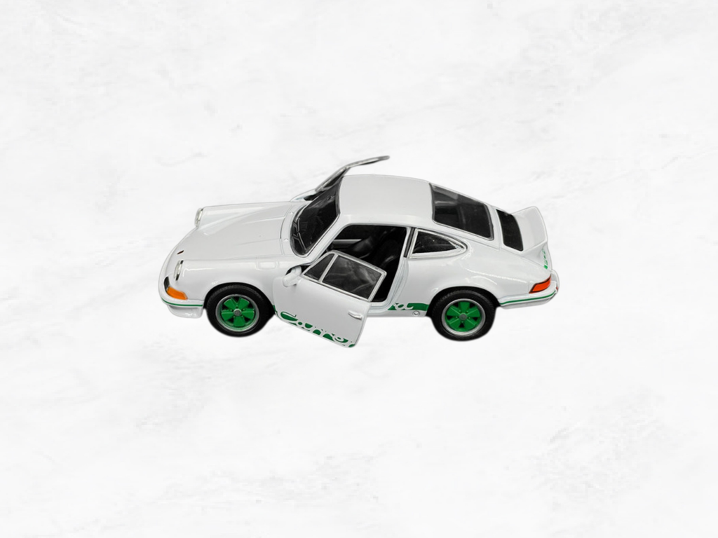 Porsche 911 Carrera RS 2.7 1973 | White & Green | 1:38 Scale Diecast Friction Toy