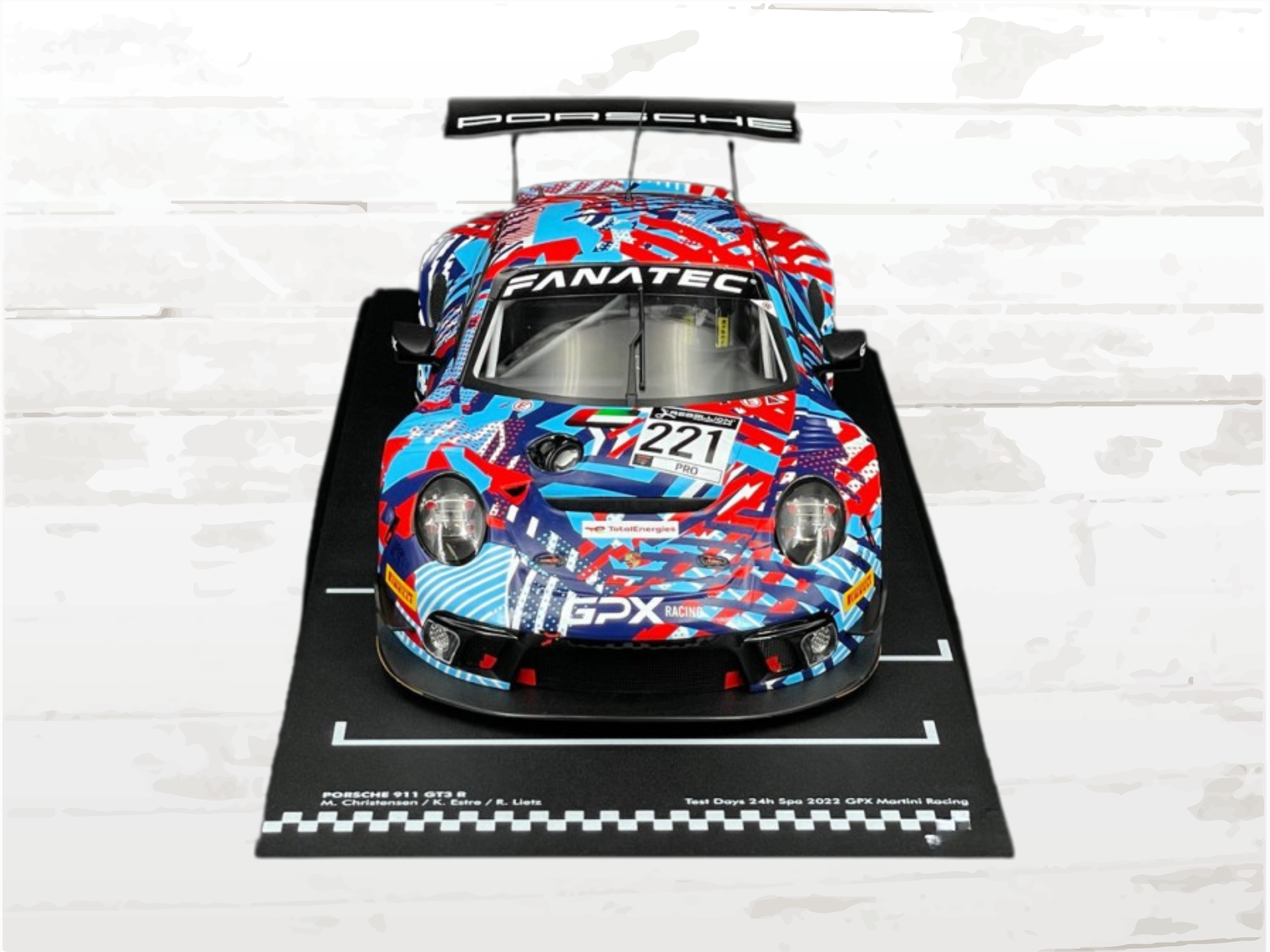 Porsche Scale Model 911 GT3 R Type 992 #221 Spa 24h 2022 – 1/18