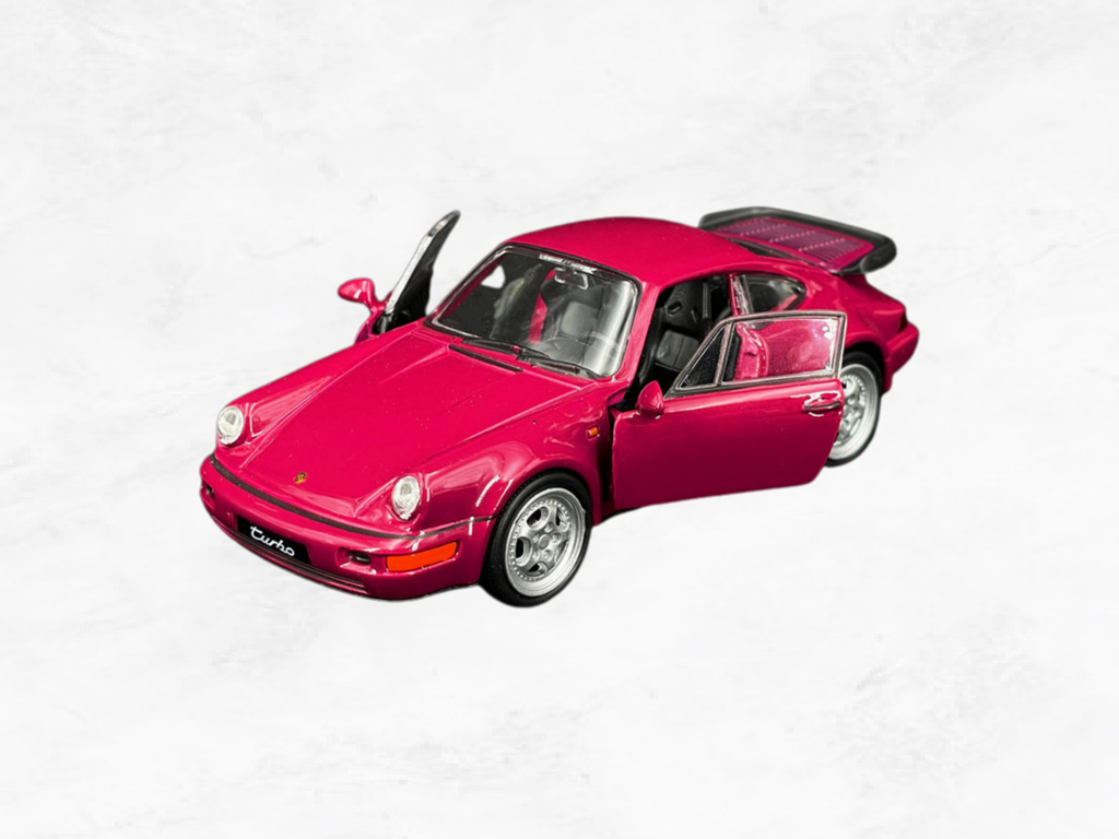 Porsche 911 Turbo 964 Pullback Toy Car | Ruby Red | 1:38 Scale Diecast | Opening Doors