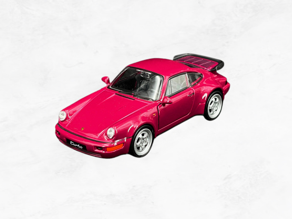 Porsche 911 Turbo 964 Pullback Toy Car | Ruby Red | 1:38 Scale Diecast | Opening Doors