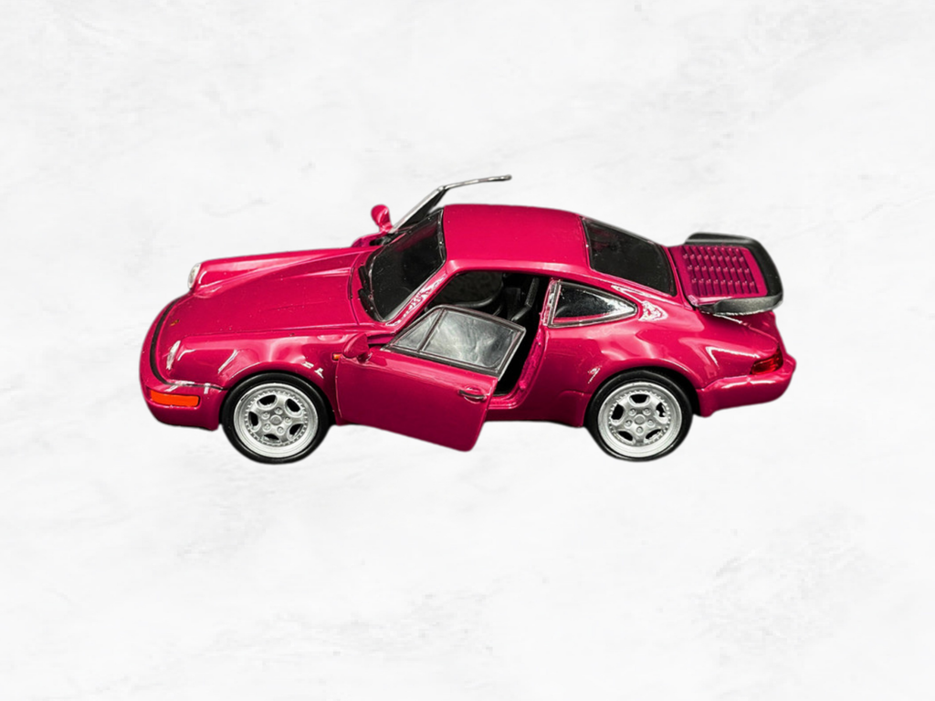 Porsche 911 Turbo 964 Pullback Toy Car | Ruby Red | 1:38 Scale Diecast | Opening Doors